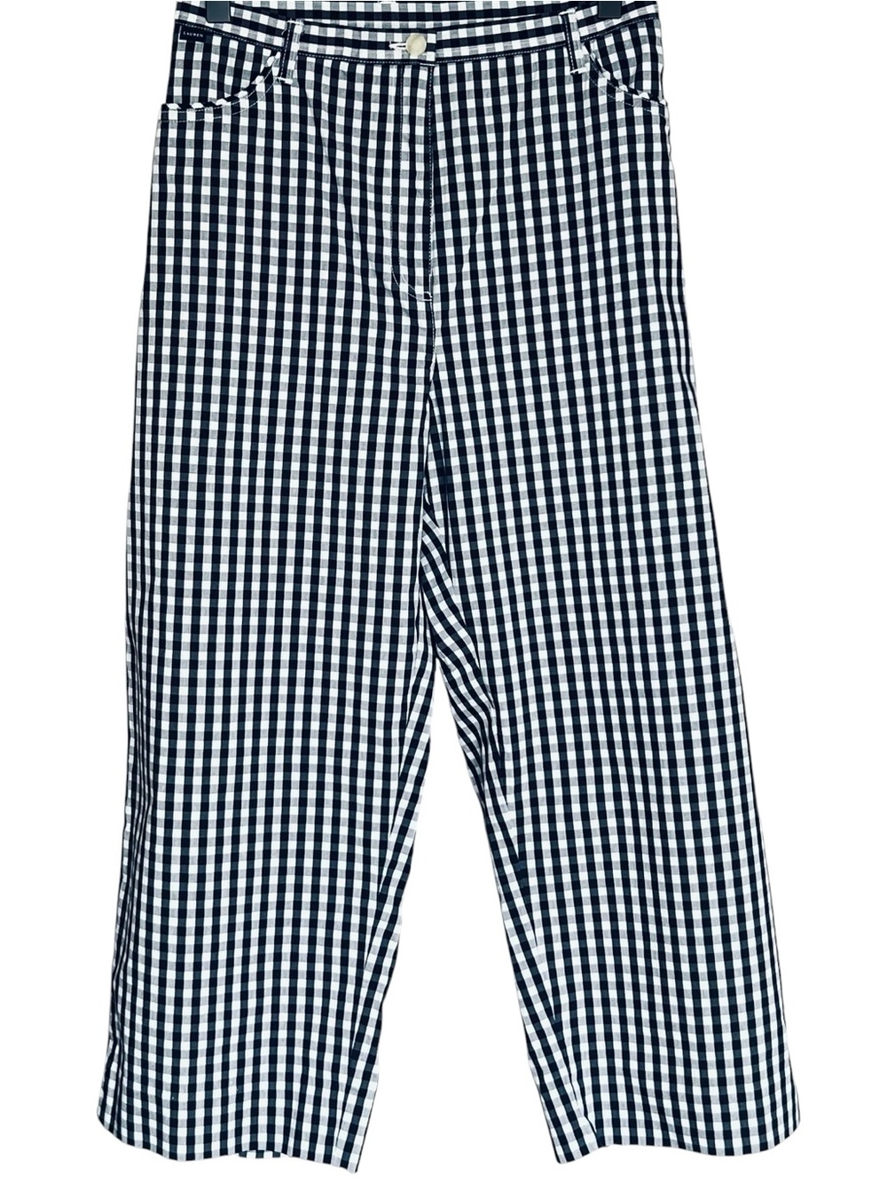 Lauren Ralph Lauren Black and White Cotton Gingham Cropped Pants Size 14